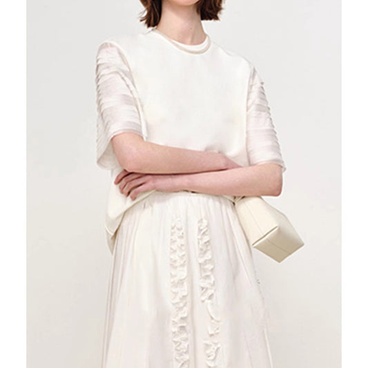 Blouse à manches bouffantes texturées pour femmes Chic und Stil