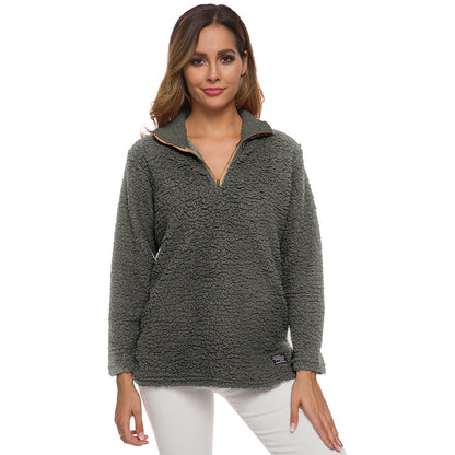 Pull polaire confortable pour dames avec col montant et fermeture éclair Chic und Stil