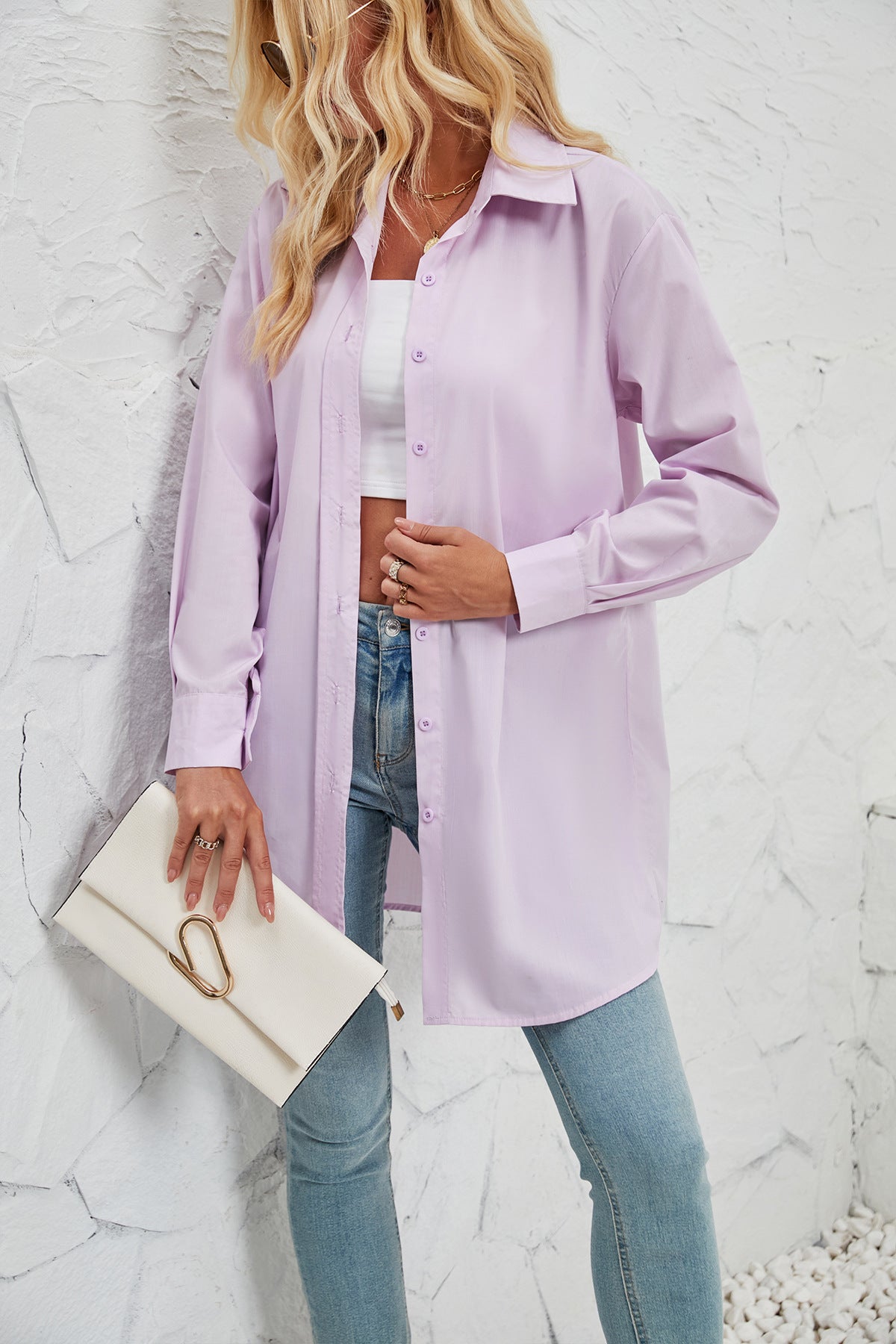 Chemisier long à manches longues pour dames au style oversize Chic und Stil