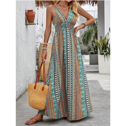 Robe maxi style bohème pour femme avec décolleté profond Chic und Stil