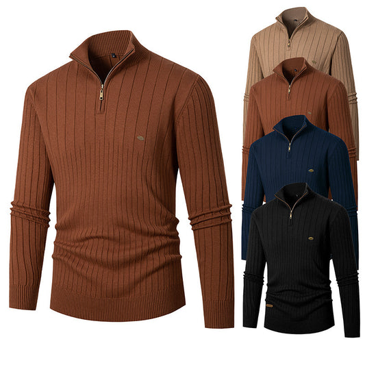 Pull homme tendance avec fermeture éclair et design en fine côtes Chic und Stil