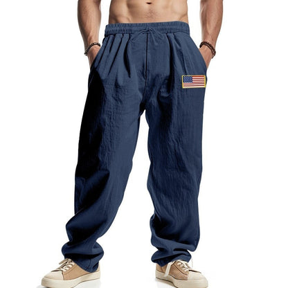 Casual men's pants with adjustable waist and American patch Chic und Stil