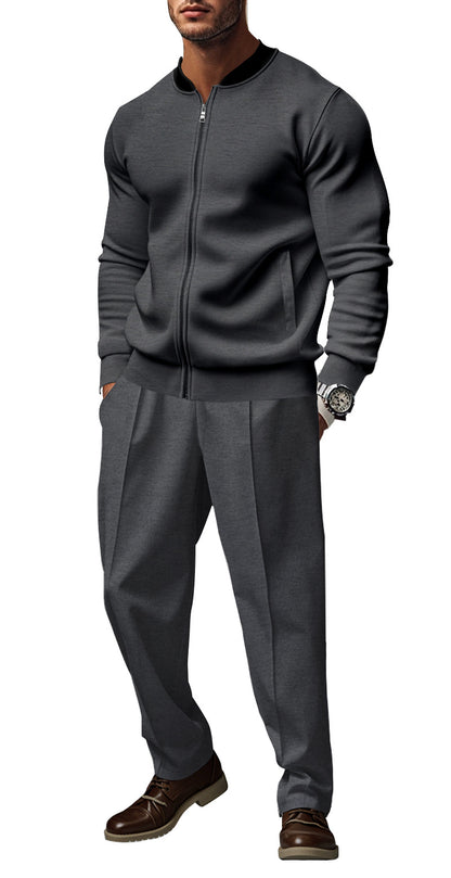 Veste à capuche sportive pour hommes avec fermeture éclair et pantalon d'entraînement assorti Chic und Stil