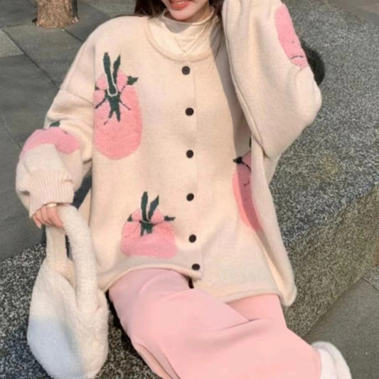 Dames Cardigan à motifs ludiques avec détail bouton Chic und Stil