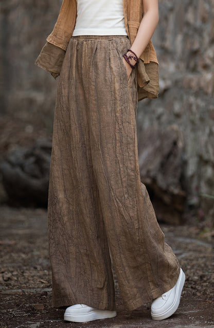 Loose linen pants for ladies with an elegant texture Chic und Stil