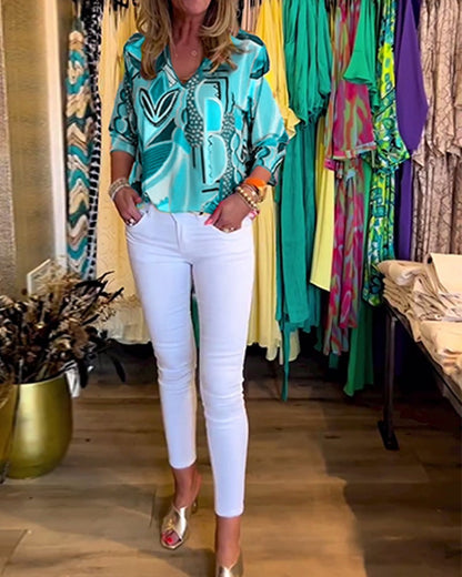 Blouse pour femmes avec imprimé coloré et coupe décontractée Chic und Stil