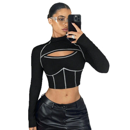Pull cropped femmes avec design à découpes Chic und Stil