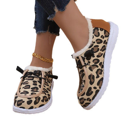 Dames Baskets confortables en matériau rembourré doux avec motif léopard Chic und Stil