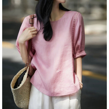 Blouse élégante à manches bouffantes pour femmes avec des détails en dentelle Chic und Stil