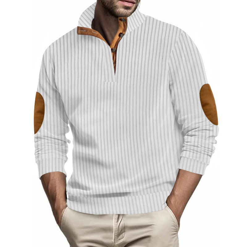 Quilted pullover for men with textured design and contrasting patches Chic and Style