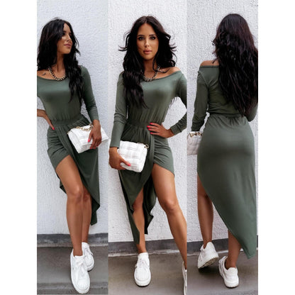 Robe midi asymétrique drapée pour dames Chic und Stil