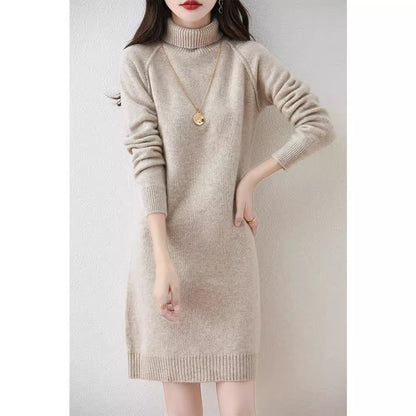 Robe en tricot pour dames avec col monté et matériau doux Chic und Stil