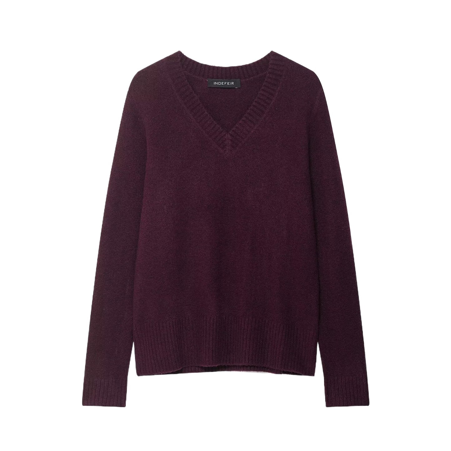Pull femme à col en V en matériau tricot doux Chic und Stil