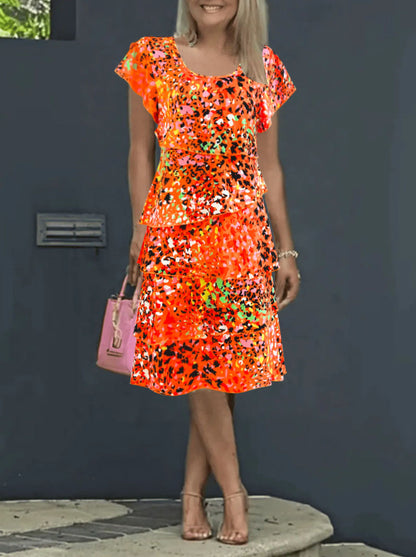Robe portefeuille fluide pour femmes avec un superposition élégante et un motif unique Chic und Stil