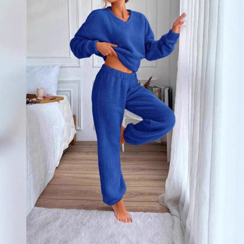 Dames Ensemble de lounge en polaire douillet avec taille élastique Chic und Stil