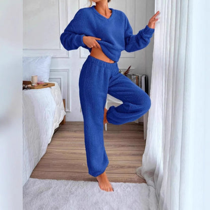Dames Ensemble de lounge en polaire douillet avec taille élastique Chic und Stil