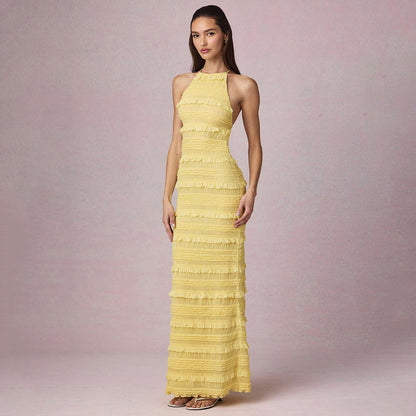 Robe maxi pour femmes avec détails en volants et coupe élégante Chic und Stil