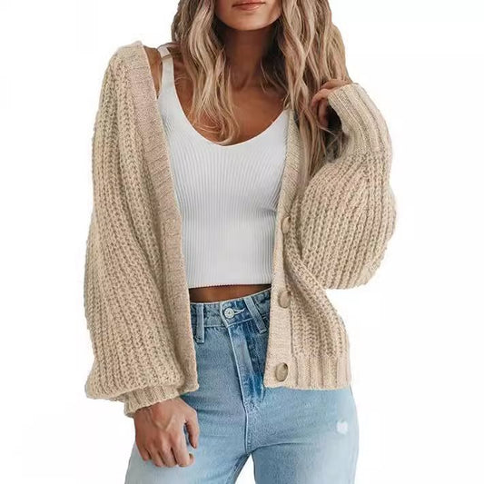 Cardigan en maille épaisse pour femme avec détails en bouton et coupe ample Chic und Stil