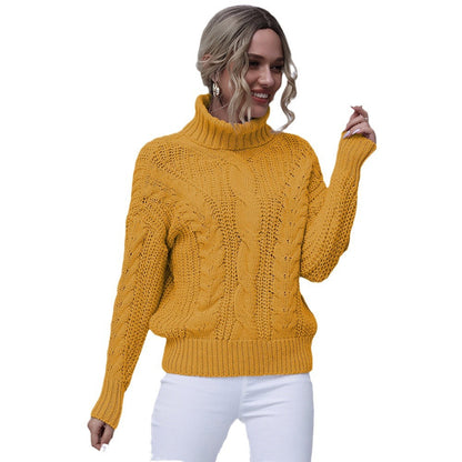 Ladies comfortable turtleneck sweater with high-quality twisted pattern Chic and Style