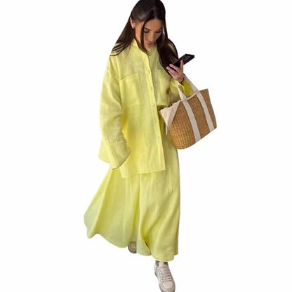Robe maxi pour dames avec coupe ample et col de chemise décontracté Chic und Stil