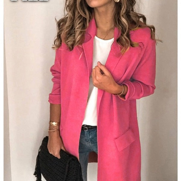 Dames élégante long manteau avec poches Chic und Stil