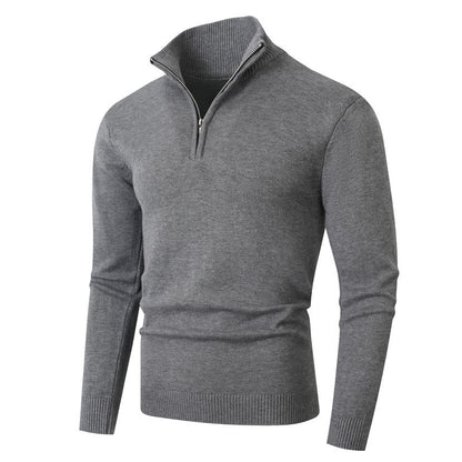 Knitted pullover for men with a modern high collar and a high-quality zipper Chic and Style