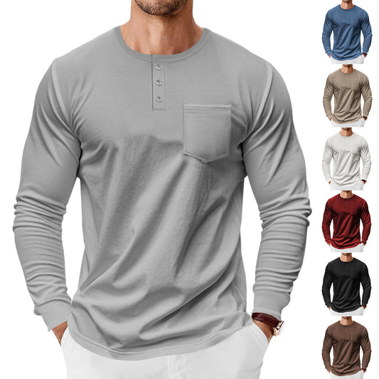 Chemise Henley à manches longues pour hommes avec poche poitrine pratique et détails de boutons tendance Chic und Stil
