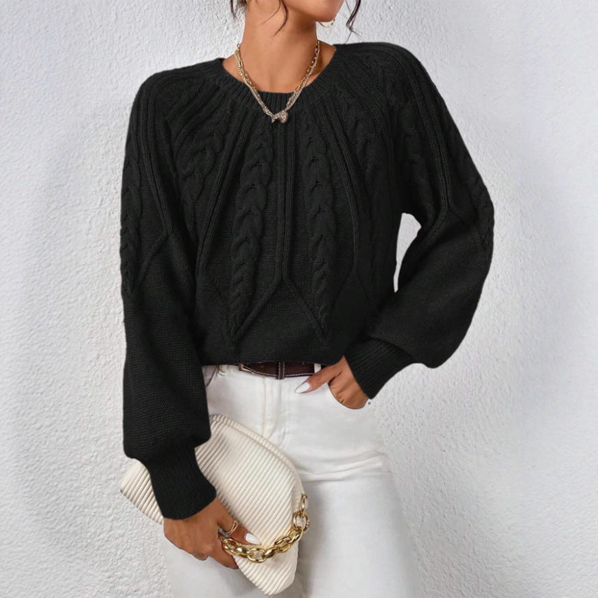 Pull en tricot pour femmes avec motif en torsades et manches larges Chic und Stil