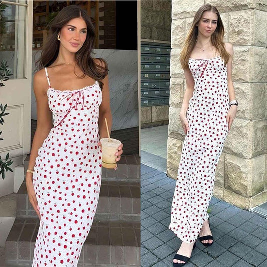 Women's Floral A-Line Maxi Dress with Adjustable Spaghetti Straps Chic and Stylish