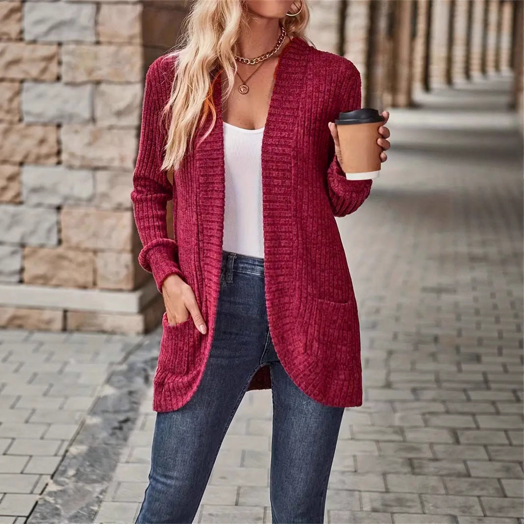 Dames cardigan décontracté avec poches et design texturé Chic und Stil