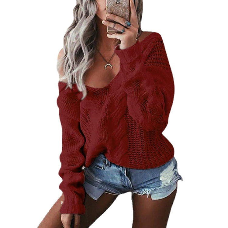 Pull femme en grosse maille avec épaule ouverte et motif en torsades Chic und Stil