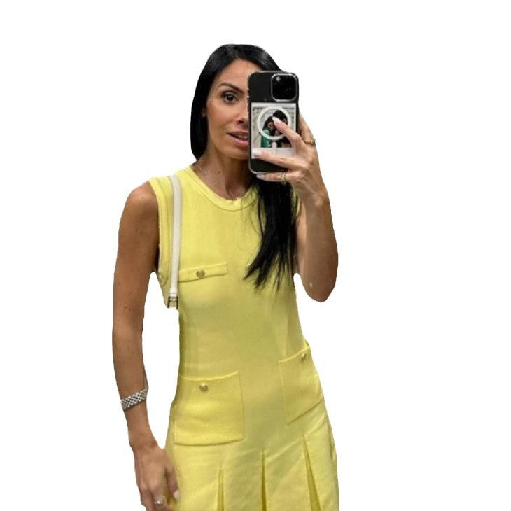Robe à boutons à manches courtes pour dames avec poches plaquées Chic und Stil