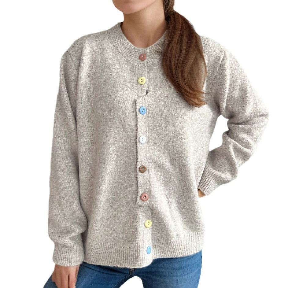 Dames cardigan en tricot douillet avec des détails de boutons colorés Chic und Stil