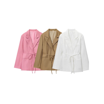 Dames Élégant Wrap-Veste avec ceinture ajustable Chic und Stil