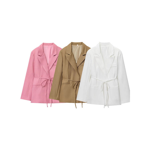 Dames Élégant Wrap-Veste avec ceinture ajustable Chic und Stil