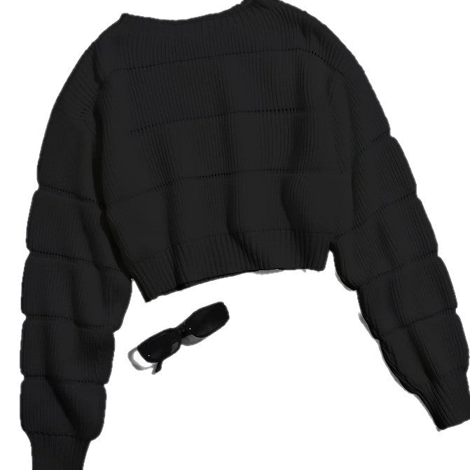 Dames pull-over en tricot tendance avec une texture en côtes et une coupe courte Chic und Stil