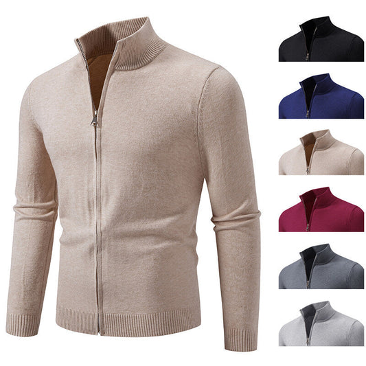 Men's Cardigan with Modern Stand-Up Collar and Functional Zipper Chic und Stil