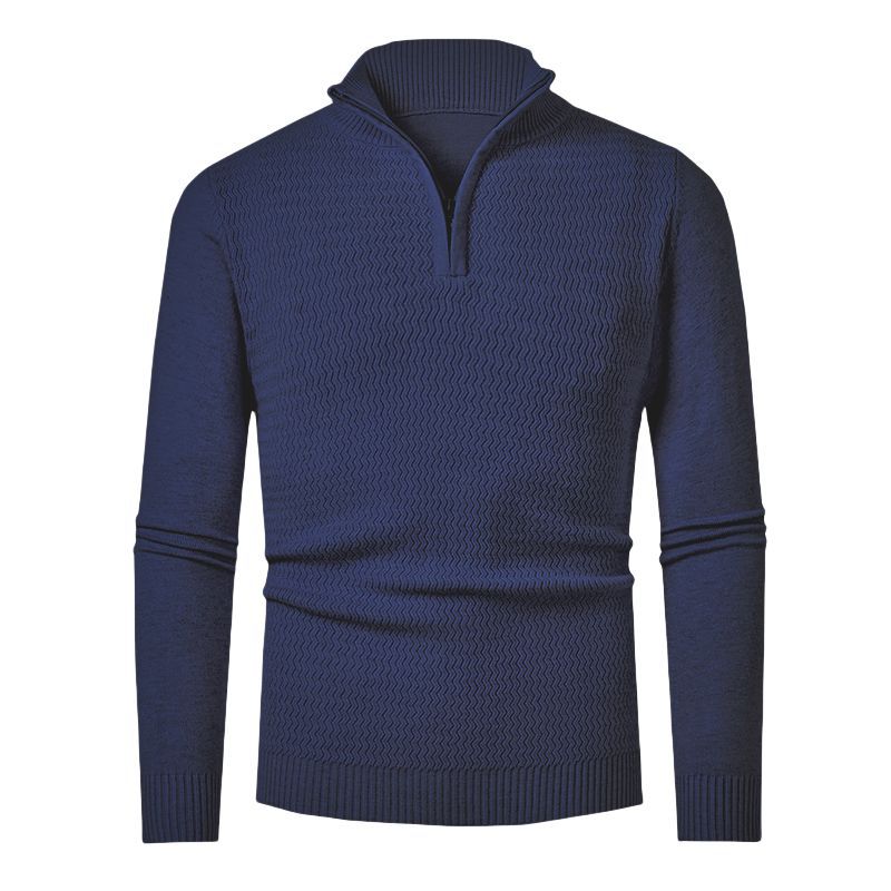 Pull en tricot élégant pour hommes avec zip et design de vagues texturé Chic und Stil