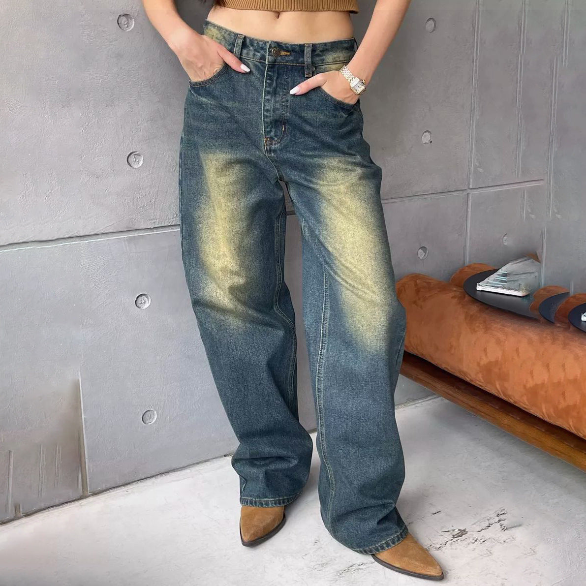 Dames Hauts Jeans taille haute avec coupe décontractée Chic und Stil