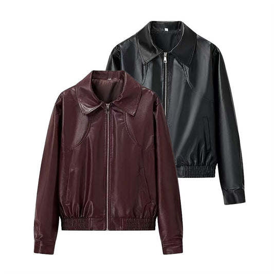 Dames en cuir synthétique - veste courte avec fermeture éclair stylée Chic und Stil