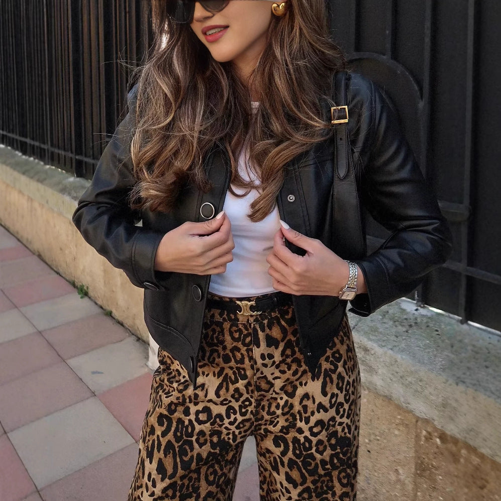 Chic and Style Women's Leopard Print Palazzo Pants