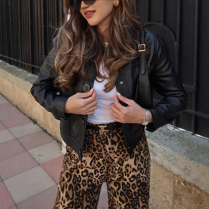 Chic and Style Women's Leopard Print Palazzo Pants