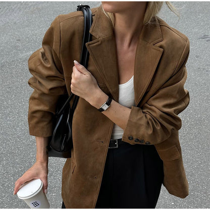 Dames Blazer en daim luxueux avec un coupe élégante Chic und Stil