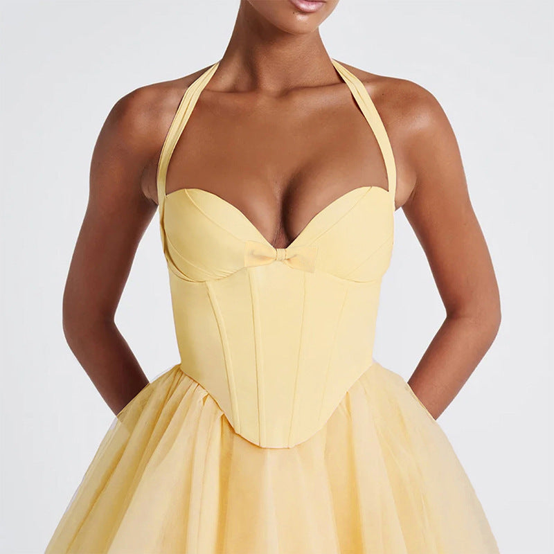 Dames Élégant Top Corsage Halter Chic und Stil