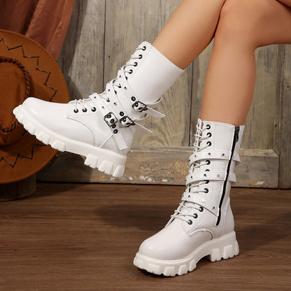 Bottines à lacets femmes à la mode avec sangles réglables et semelle robuste Chic und Stil