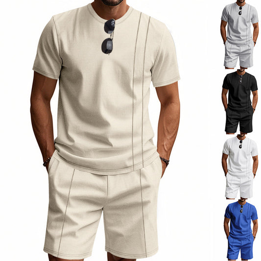 Ensemble pour hommes à manches courtes et shorts en matériau respirant Chic und Stil