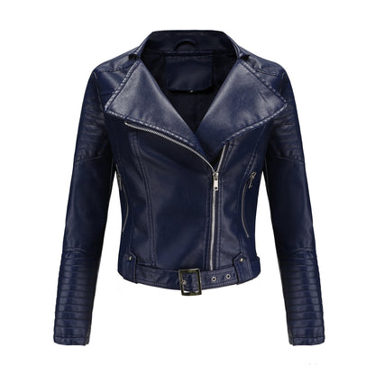 Biker jacket for women with stylish high collar and zippered pockets on the sides Chic und Stil