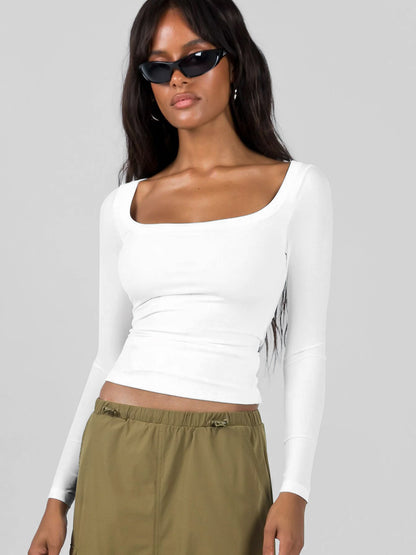 Dames Élégant crop-top à manches longues Chic und Stil