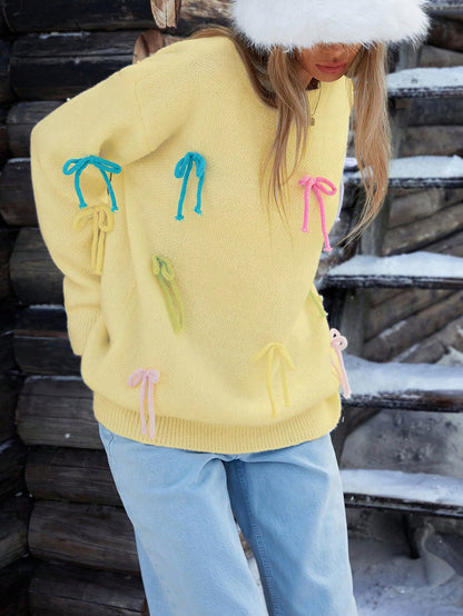 Femme pull en tricot créatif avec des appliqués colorés Chic und Stil