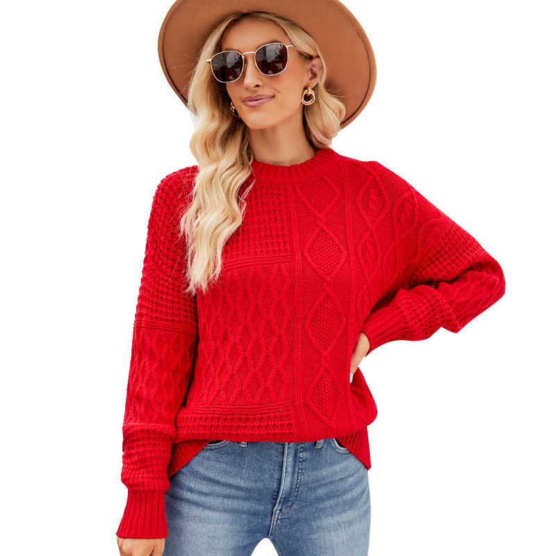 Dames Grande tricot pull avec motif de torsade structuré Chic und Stil